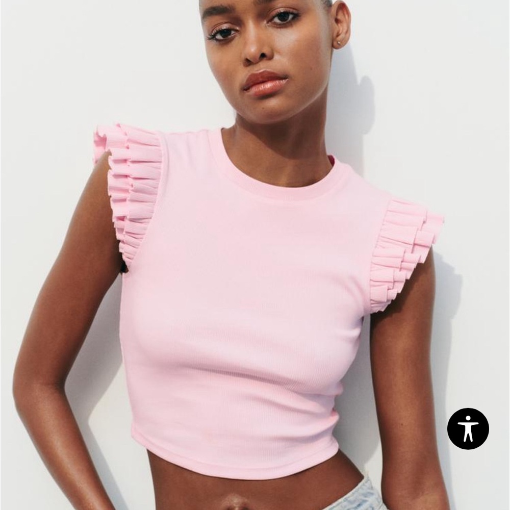 Zara Pink ruffled top